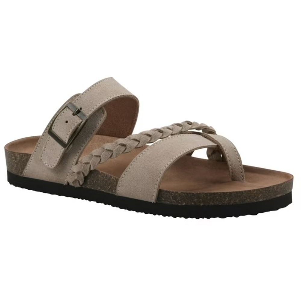 NWT Mountain Sole Women's Leather Footbed Sandal Size 9 Tan Suede